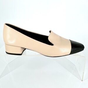 Veronica Beard Size 8.5 Beige Black Leather Heel Loafers Italy NEW Cecile $375